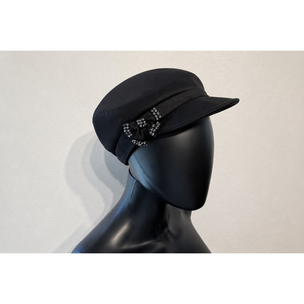 August Silk OSFM Black Newsboy Hat Sequins Bow